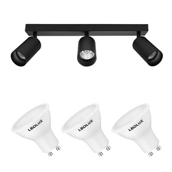 Zestaw Oprawa Sufitowa Natynkowa Reflektor Listwa LX- 8360-3 Czarna + 3x Żarówka GU10 3,5W biała zimna LEDLUX