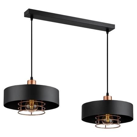 Lampa Wisząca LX- 1105 Czarna + Miedź 2x E27 LEDLUX