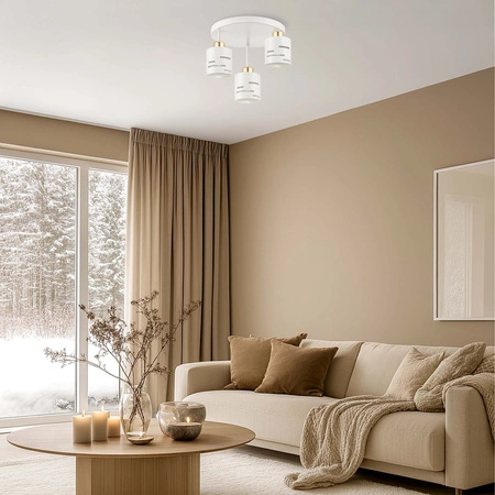 Lampa Wisząca Sufitowa Żyrandol Biała Złota LX1431