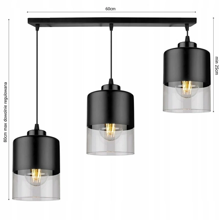 Lampa Wisząca LX- 1269 Czarna 3x E27 LEDLUX