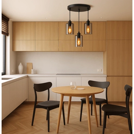 Lampa sufitowa wisząca Żyrandol PLAFON LED szklane klosze GLAMOUR LX1070 BLACK 3x E27 LEDLUX