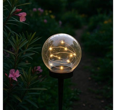 Lampa Solarna Ogrodowa LED Wbijana Ozdobna Dymiona Kulka Kula Szpikulec LSOL-049 LEDLUX