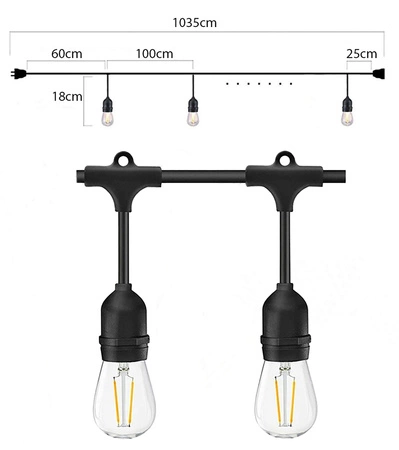 Girlanda świetlna LED Ogrodowa 10m 10x E27 LEDLUX