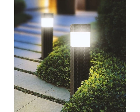 Lampa Solarna LED Wbijana Ogrodowa Słupek Czujnik Zmierzchu Czarna Rattan LSOL-030 LEDLUX