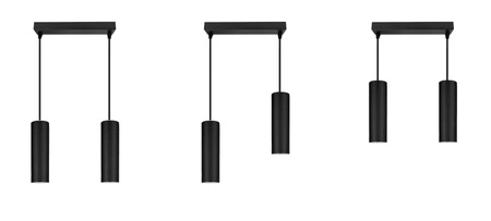Lampa Sufitowa Wisząca Żyrandol Plafon Tuba Tuby metalowa Czarna LED LX-1393 Czarna 2x GU10 LEDLUX