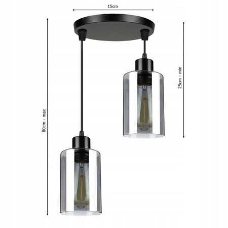 Lampa Wisząca LX- 1221 Czarna 2x E27 LEDLUX