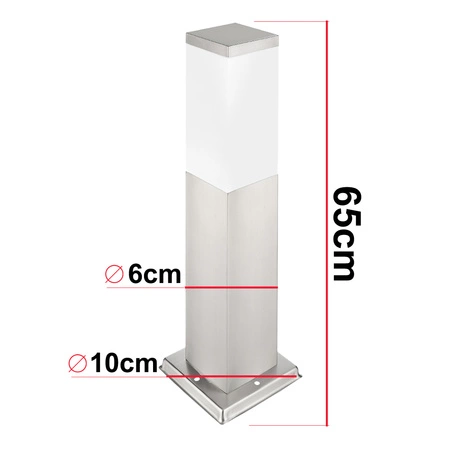 Lampa Ogrodowa Stojąca Słupek E27 LX- 810 Inox 65cm LEDLUX
