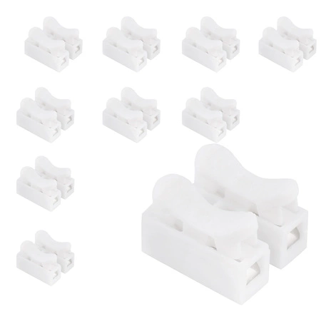 10x Złączka instalacyjna szybkozłączka Biała 2P Przelotowa LEDLUX
