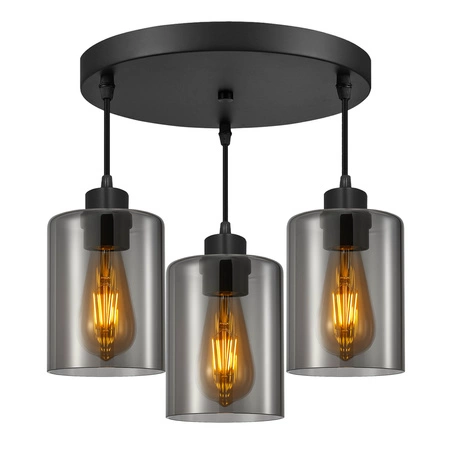 Lampa sufitowa wisząca Żyrandol PLAFON LED szklane klosze GLAMOUR LX1070 BLACK 3x E27 LEDLUX