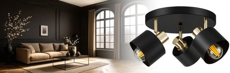 Lampa Sufitowa Żyrandol Plafon Czarna złota E27 Nowoczesna LED LX-1433