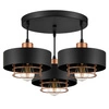 Lampa Wisząca LX- 1185 Czarna + Miedź 3x E27 LEDLUX