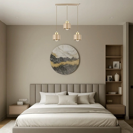 Lampa wisząca sufitowa nowoczesna 3xE27 ZŁOTA beżowa GLAMOUR nowoczesna LX-1035