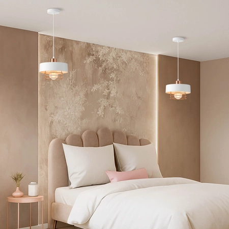 Lampa Wisząca LX- 1187 Biała + Miedź 1x E27 LEDLUX