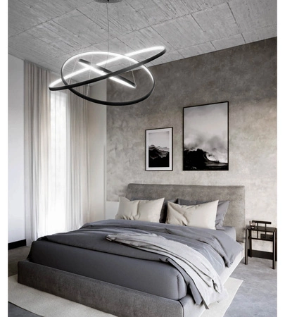 Lampa Sufitowa Wisząca LED Trzy Okręgi LX- 932 90W Czarna biała neutralna LEDLUX