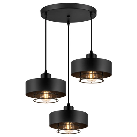 Lampa Wisząca LX- 1185 Czarna 3x E27 LEDLUX