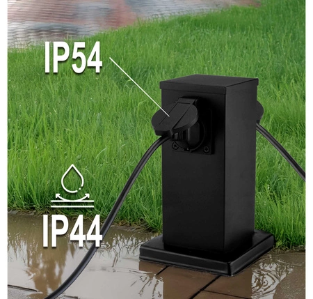 Słupek Elektryczny Ogrodowy Stojący E27 LX- 810 Czarny 22cm 2x GNIAZDO LEDLUX