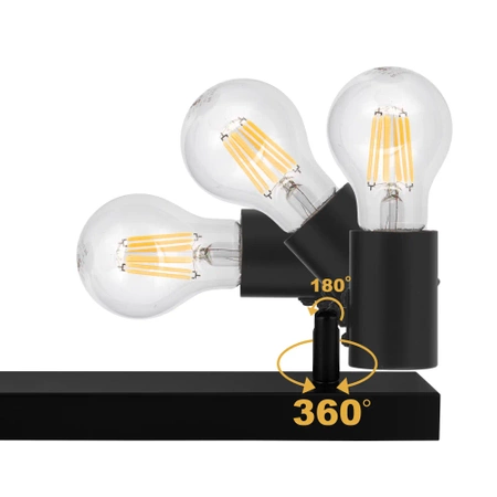 Oprawa Sufitowa Natynkowa Reflektor Listwa LX1003 BLACK 3x E27 LEDLUX