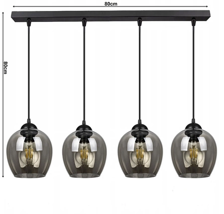 Lampa Wisząca LX- 1303 Czarna 4x E27 LEDLUX