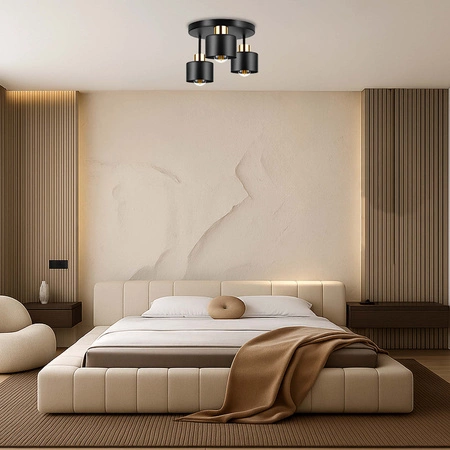 Lampa Sufitowa LX- 1020 Czarna + Złoto 3x E27 LEDLUX