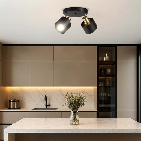 Lampa Sufitowa Żyrandol Plafon Czarna złota E27 Nowoczesna LED LX-1434