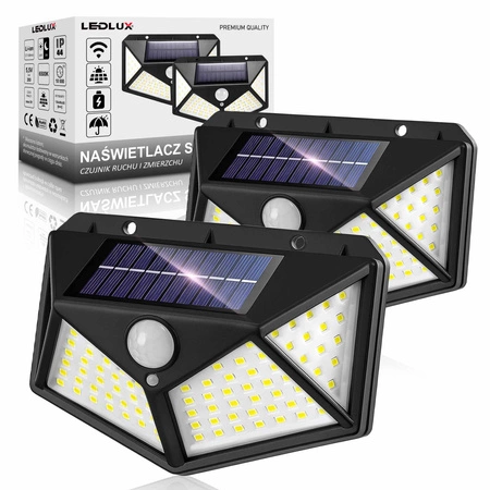 2x Lampa Solarna LED Elewacyjna Naświetlacz Reflektor Słupek czujnik ruchu LSOL-009 LEDLUX
