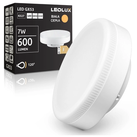 Żarówka LED GX53 7W 600 lm Energooszczędna Mocna biała ciepła 3000K LEDLUX