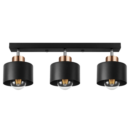 Lampa Sufitowa LX- 1031 Czarna + Miedź 3x E27 LEDLUX