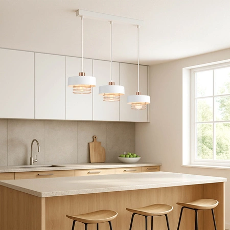 Lampa Wisząca LX- 1186 Biała + Miedź 3x E27 LEDLUX