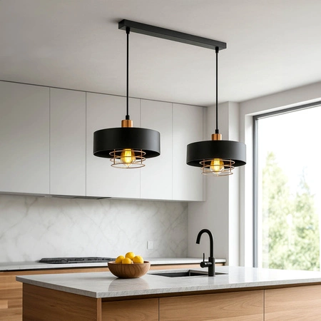 Lampa Wisząca LX- 1105 Czarna + Miedź 2x E27 LEDLUX