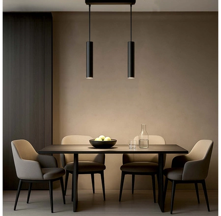 Lampa Sufitowa Wisząca Żyrandol Plafon Tuba Tuby metalowa Czarna LED LX-1351 Czarna 2x GU10 LEDLUX