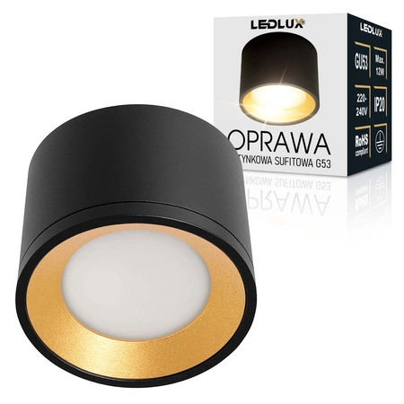 OPRAWA NATYNKOWA Sufitowa HALOGENOWA TUBA LED GX53 Walec SPOT Nowoczesna Czarna OPN-018