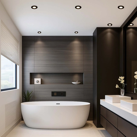 Zestaw Oprawa Halogenowa Hermetyczna D-06 BLACK + Żarówka GU10 12W biała ciepła LEDLUX