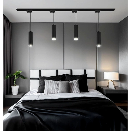 Reflektor Szynowy Lampa Tuba Oprawa Na Żarówkę LX-8473 GU10 Czarny + Pasek LEDLUX