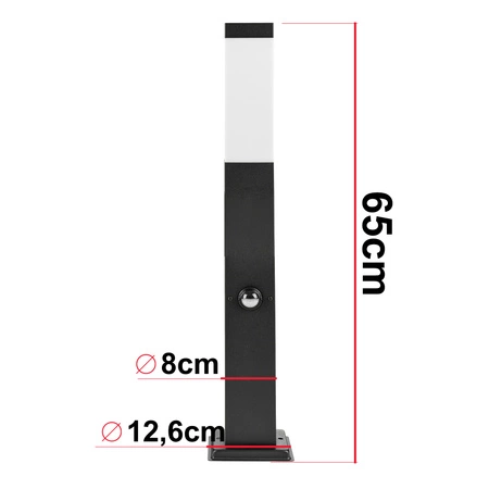 Lampa Ogrodowa Stojąca Słupek E27 LX-810 BLACK 65cm PIR LEDLUX