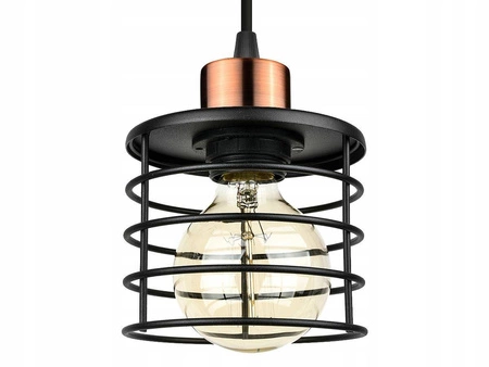 Lampa Wisząca LX- 1077 Czarna + Miedź 1x E27 LEDLUX