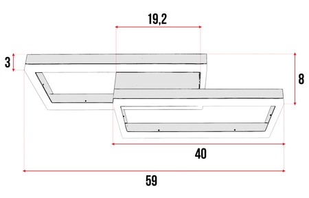 Lampa Sufitowa Wisząca LED Dwa Prostokąty LX- 930 48W Czarna biała neutralna LEDLUX