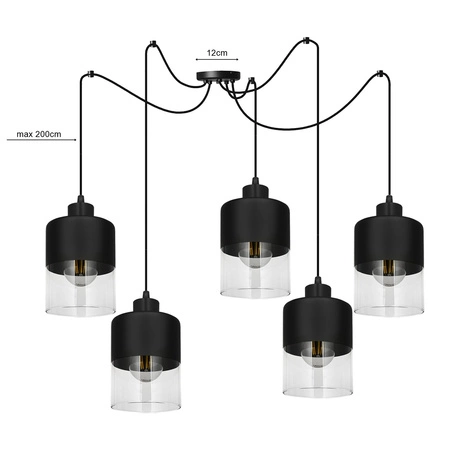 Lampa Wisząca LX- 1271 Czarna 5x E27 LEDLUX
