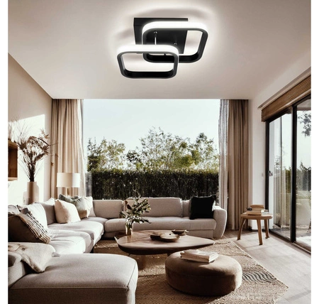 Lampa Sufitowa Wisząca LED Dwa Kwadraty LX- 936 22W Czarna biała neutralna LEDLUX