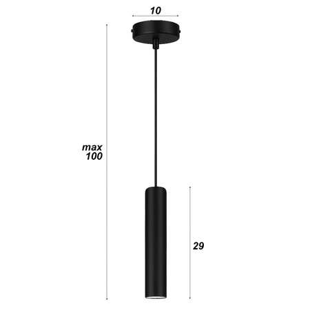 Lampa Sufitowa wisząca LED Tuba Czarna LEDLUX nowoczesna Gu10 LX-1352 Czarna 1x GU10 LEDLUX