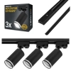 Zestaw Szyna Oświetleniowa Listwa 2m Czarna + 3x Reflektor Szynowy Spot Czarny+ Pasek LEDLUX