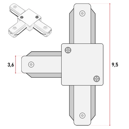 Łącznik Trójnik do Szyn Oświetleniowych LED Typ T Biały LEDLUX
