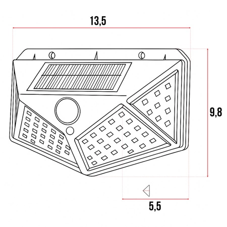 Lampa Solarna LED Elewacyjna Naświetlacz Reflektor Słupek czujnik ruchu LSOL-009 LEDLUX