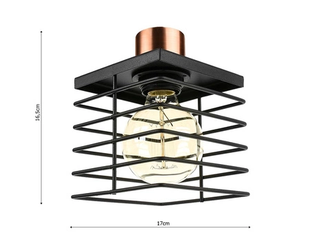 Lampa Wisząca LX- 1158 Czarna + Miedź 1x E27 LEDLUX