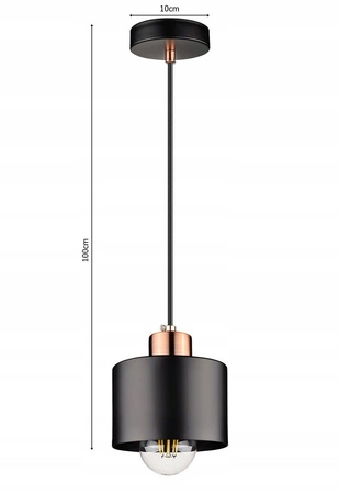 Lampa Wisząca LX- 1037 Czarna + Miedź 1x E27 LEDLUX