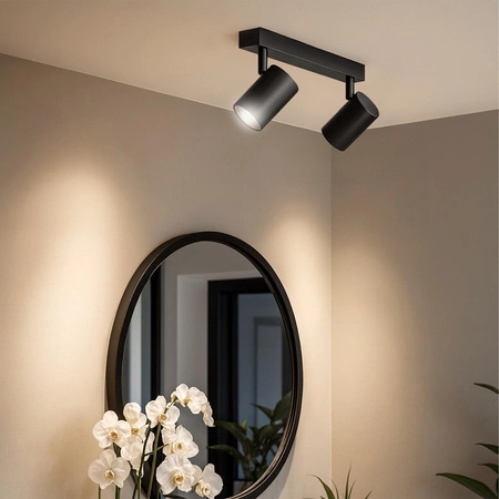 LAMPA SUFITOWA 2xGU10 czarna regulowana SPOT oprawa halogenowa natynkowa OPN-002 2x GU10 BLACK