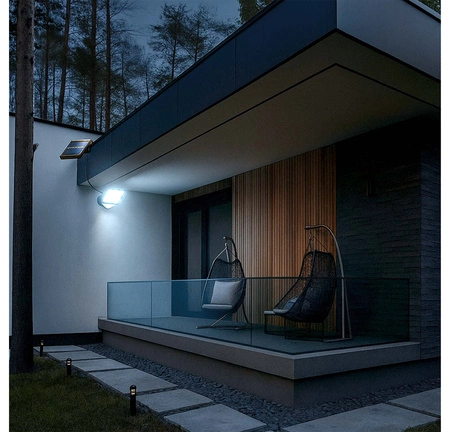 LAMPA LED Z PANELEM SOLARNYM NAŚWIETLACZ Z CZUJNIKIEM RUCHU IP44 + PILOT LSOL-036 LEDLUX