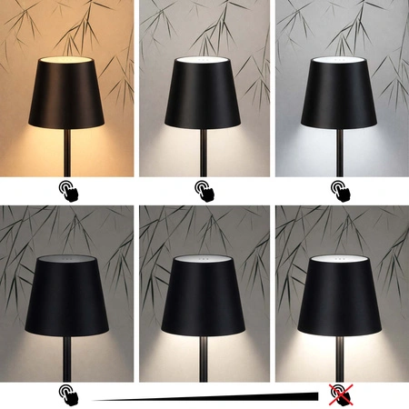 Lampa wewnętrzna zewnętrzna Lampka na taras ogródek stół LED USB Bezprzewodowa Czarna LB-001 BLACK