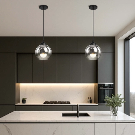 Lampa sufitowa wisząca LED szklana kula dymione szkło E27 GLAMOUR LX1328