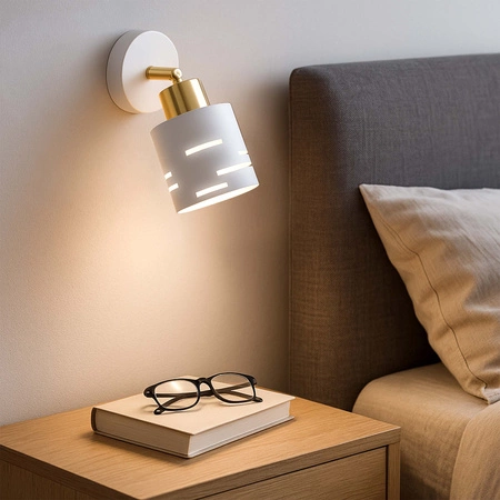 Kinkiet ścienny lampa sufitowa 2w1 E27 biały złoty nowoczesny wewnętrzny LX1432