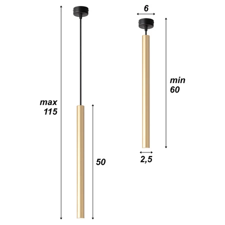 Lampa Sufitowa wisząca LED Tuba ZŁOTA nowoczesna G9 LOFT LX-1143 LEDLUX